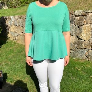 Anthropologie Green light weight mid sleeve top